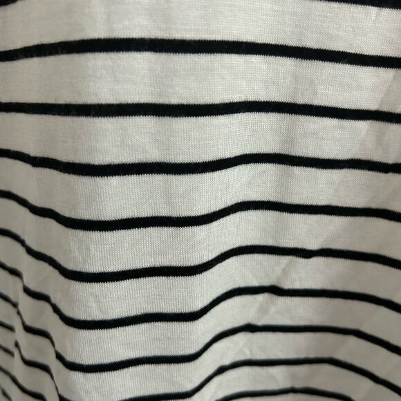 Kaileigh Women's Ruffle Neck Black Stripe Long Sleeve Knit Blouse L Large NWOT - Picture 3 of 8